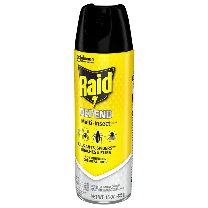 Wholesale Price with free shipping across the USA for Raid Defense System Indoor and Outdoor Ants, Roaches, Spiders and Flies Insect Killer Bug Spray, 15 oz - Manji Distributors