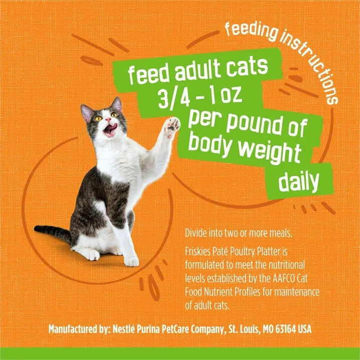 Wholesale Price with free shipping across the USA for (24 pack) Purina Friskies Pate, Poultry Platter, Wet Cat Food, 5.5 oz Can - Manji Distributors