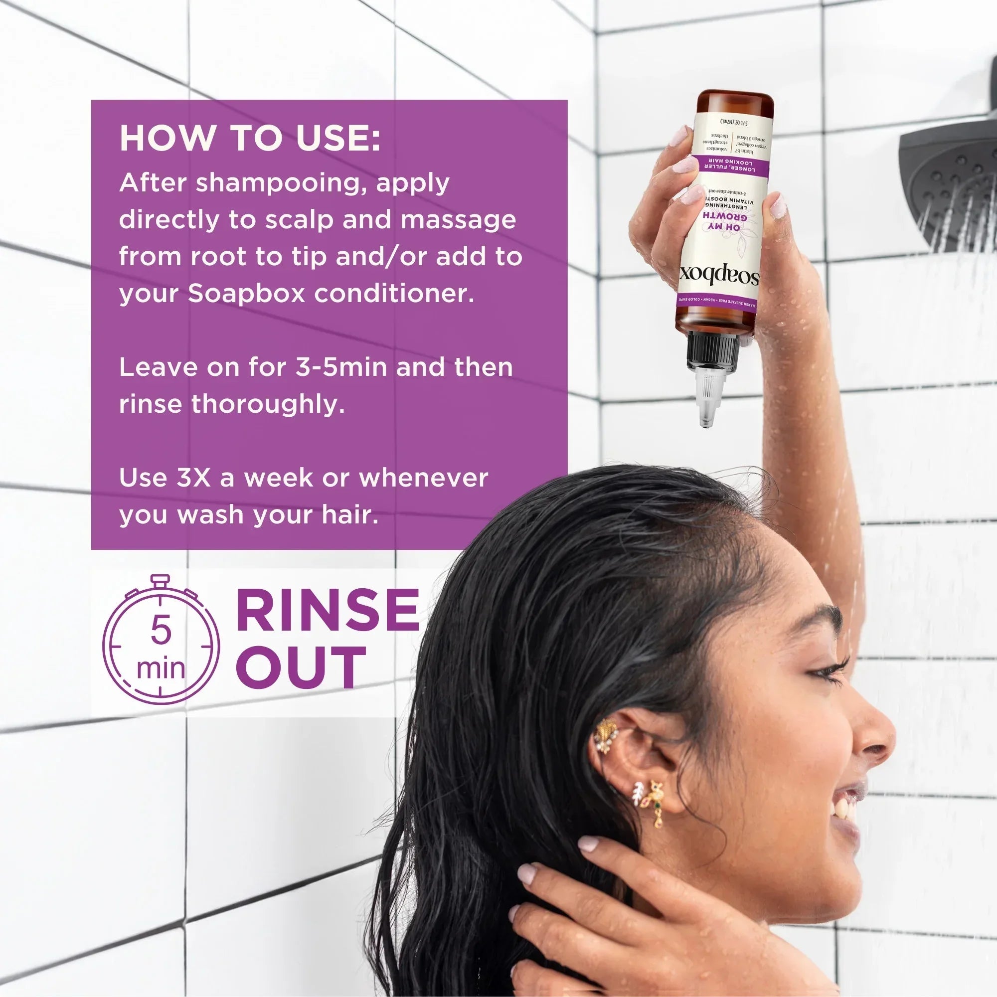 Wholesale Price with free shipping across the USA for Soapbox Oh My Growth Lengthening Vitamin Booster Rinse-Out Treatment with Biotin B7 & Vegan Collagen, 5 fl oz - Manji Distributors