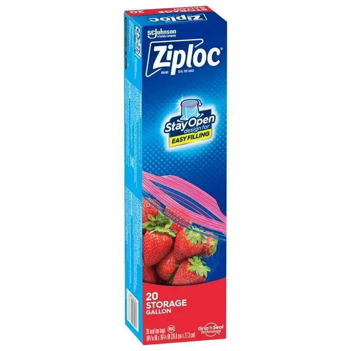 Wholesale Price with free shipping across the USA for Ziploc Brand Storage Bags, School Supplies, with Grip 'n Seal Technology, Gallon, 20 Count - Manji Distributors