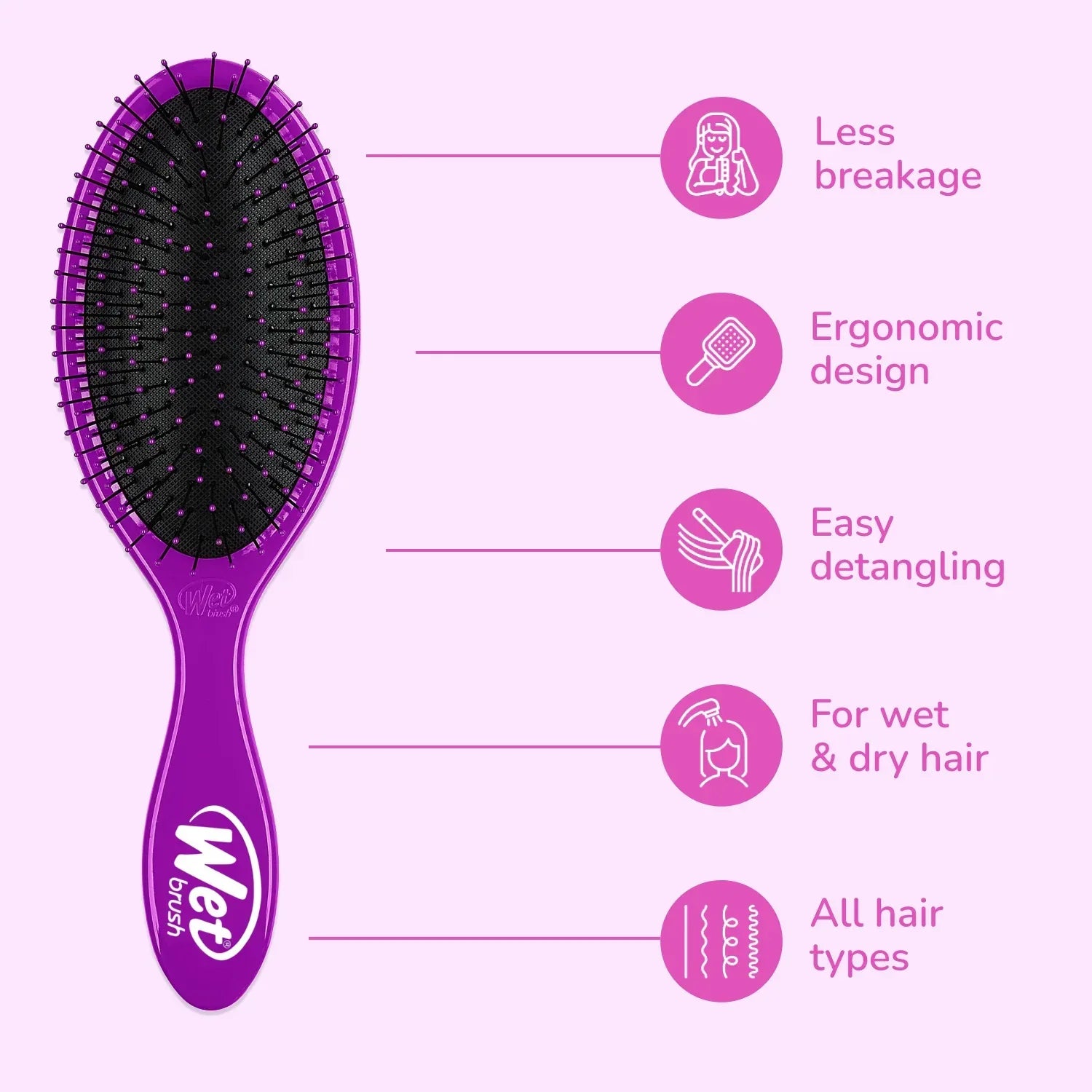 Wholesale Price with free shipping across the USA for Wet Brush® The Original Detangler® - Purple - Less Breakage - Manji Distributors