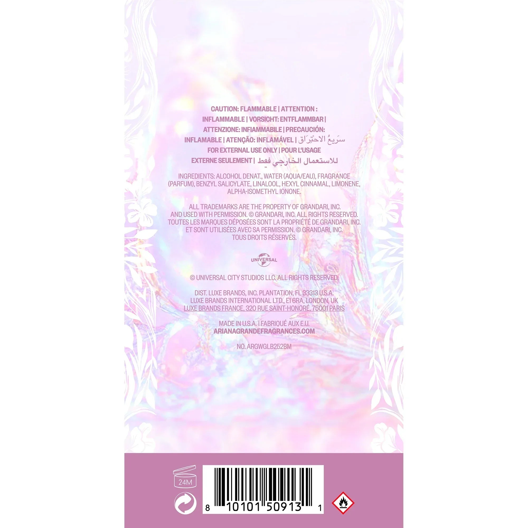 Wholesale Price with free shipping across the USA for Glinda Bubbly Pink by Ariana Grande Fragrances Body Mist - Manji Distributors